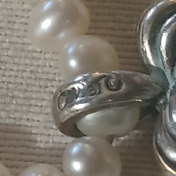 LAGOS Caviar Pearl Necklace with Fluted Heart, SS & 18k, 16" - Picture 5 of 13